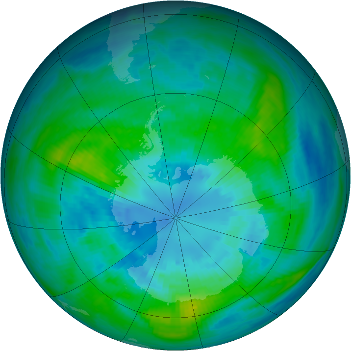 Antarctic ozone map for 04 April 1982